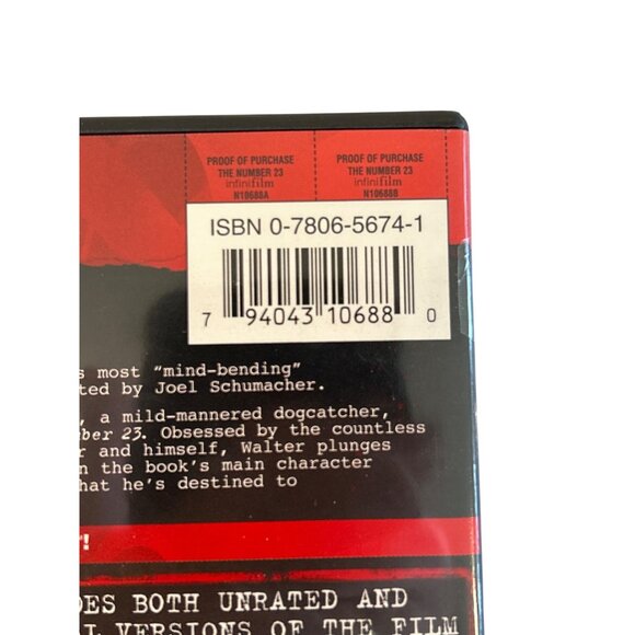 The Number 23 2007 DVD Mystery Thriller Jim Carrey Virginia Madsen Pre-Owned - Picture 4 of 5